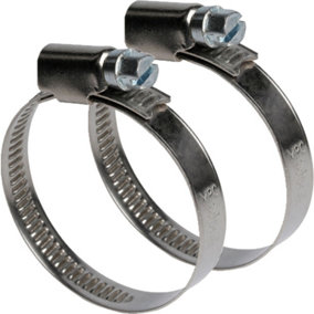 2x 32 50mm Stainless Steel Hose Clips Large Outdoor Pipe Clamp Air Screw Jubilee