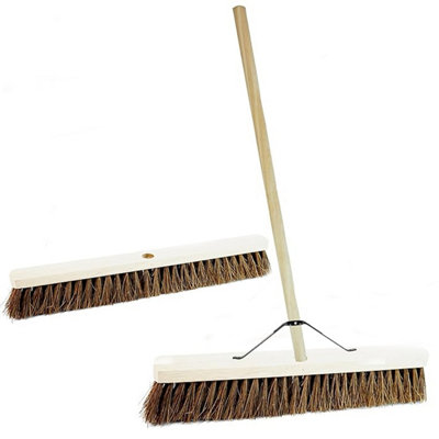 2x 36" Bassine Hard Bristle Indoor Outdoor Garage & Yard Broom Hard Bristle Sweeping Brush With Long Handle