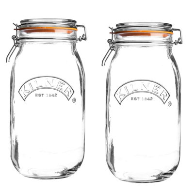 2x 3L Round Clip Top Kilner Jar Glass Storage Preserve Jar Airtight Dry Food