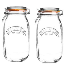 2x 3L Round Clip Top Kilner Jar Glass Storage Preserve Jar Airtight Dry Food