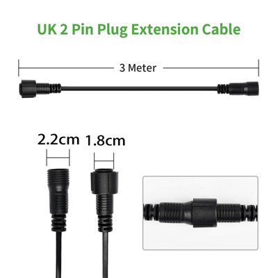 2x 3M String Lights Extension Cable Outdoor Christmas Lights Water Resistance UK - 6