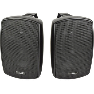 PAIR  2x 3" 60W Black Outdoor Rated Speakers *Wall Mounting HiFi Brackets Included 8ohm 100v Perfect For Outside Garden Parties Rain Weatherproof Ip54 Passive Cabinet