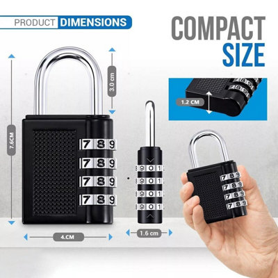 2X 4 Digit Combination Padlock Heavy Duty Outdoor Lock Gym Travel ...