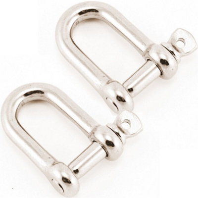 2x 4mm Stainless Steel D Shackles Wire Rope Chain Coupling Joiner Link ...