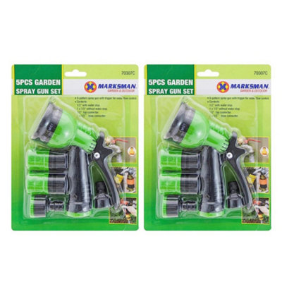 2x 5PC Garden Spray Gun Set 8 Function Dial Water Hose Pipe Nozzle ...