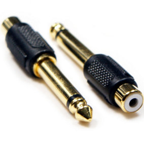 2x 6.35mm 1/4" Mono Jack (Male) to RCA PHONO Female Adapter Guitar Microphone