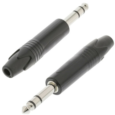 2x 6.35mm 1/4" Stereo Male Jack Plug Solder Connector Speaker Audio Headphone Amp