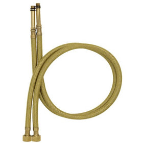 2x 60cm Long M10 x 3/8" Inch BSP Pair of Gold Nylon Braided Flexible Tap Faucet Tail Hose