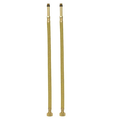 2x 60cm Long M10 x 3/8" Inch BSP Pair of Gold Nylon Braided Flexible Tap Faucet Tail Hose - 4