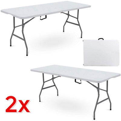 2x 6ft Heavy Duty Folding Trestle Tables Catering, Camping, Picnic, BBQ & Party Use