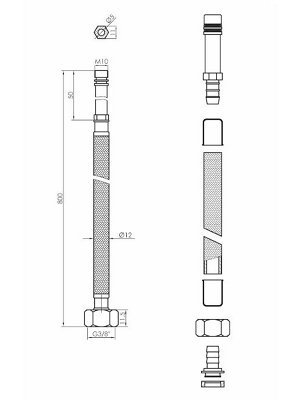 2x 80cm Long M10 x 3/8" Inch BSP Pair of Gold Nylon Braided Flexible Tap Faucet Tail Hose