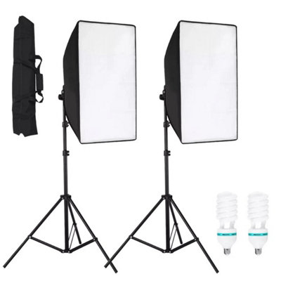 2X 85W Dimmable LED Softbox Lighting Kit Remote Light Stand