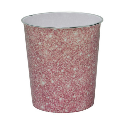 2x 9L Waste Paper Bin Pink Sequin Effect Desk Bedside Bathroom Waste Rubbish Bin