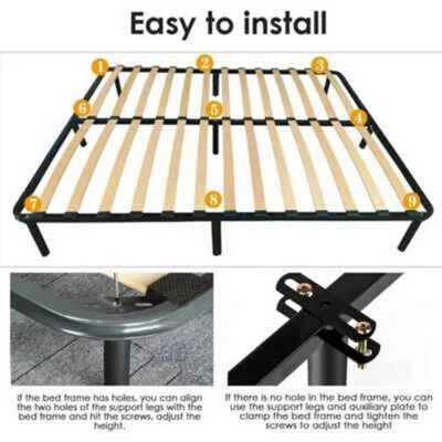 2X Adjustable Bed Legs, Retractable Heavy Duty Center Frame Slat Support