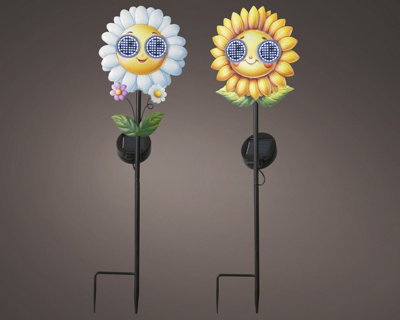 2x Animated Solar Flower Stake Lights Moving Eyes Decorative Path