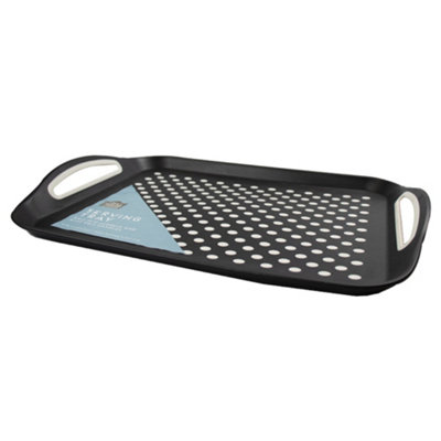 2x AntiSlip Plastic Serving Tea Food TV Lap Dinner Tray Grip Rubber