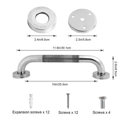 2X Bath Safety Grab Rail 12 Inch Stainless Steel