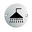 2x Bathroom Door Shower Symbol Sign 64mm Fixing Centres 76mm Dia Satin Steel