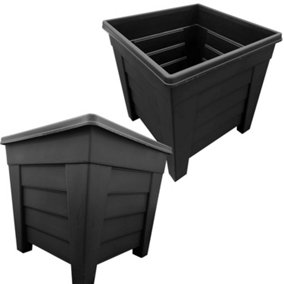 2x Black 33cm Spacious Grosvenor Flower Plant Pots For Home & Garden