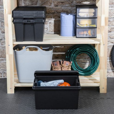2x Black recycled plastic 16L Storage Box - 5
