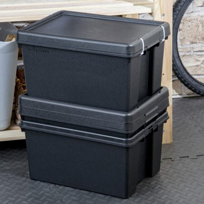 2x Black recycled plastic 16L Storage Box - 6