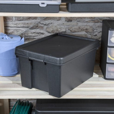 2x Black recycled plastic 16L Storage Box - 7