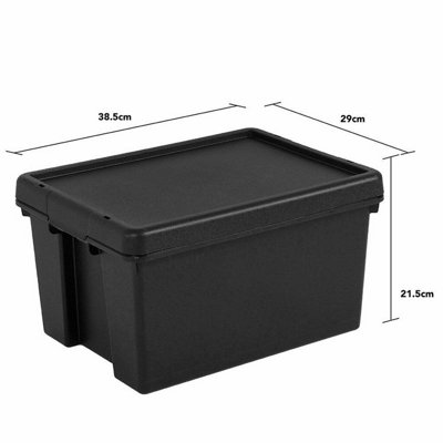 2x Black recycled plastic 16L Storage Box - 8