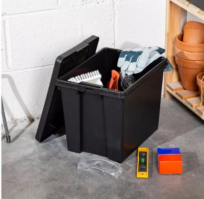 2x Black recycled plastic 24L Storage Box - 7