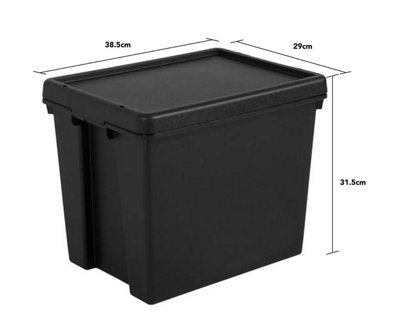 2x Black recycled plastic 24L Storage Box - 8