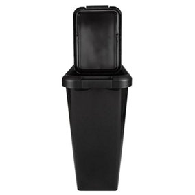 2x Black Rubbish Waste Recycling Moda Waste Bin Tall Compact 45L For Home & Kitchen With Special Lid