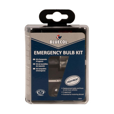 2x Bluecol Emergency Spare Head Light Tail Lamp Bulb Kit H1 H4 H7 Spade Fuse