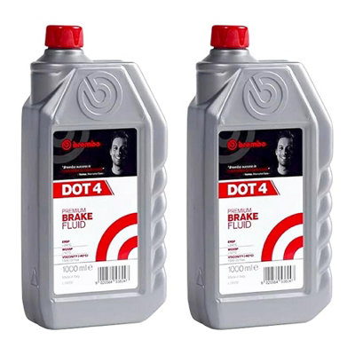 2x Brake Fluid 1L DOT 4 1 Litre Bottle 1500 Viscosity at -40C BREMBO L04010