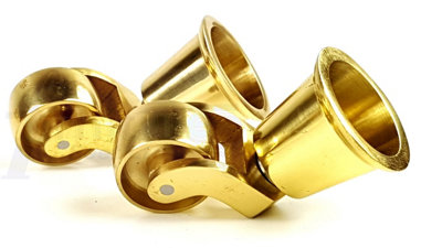 2x BRASS CASTOR & CUP REPLACMENT 32mm BRASS CASTORS FIX WITH SCREW OR BOLT NOT SUPPLIED