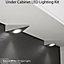 2x BRUSHED NICKEL Pyramid Surface Under Cabinet Kitchen Light & Driver Kit - Natural White LED