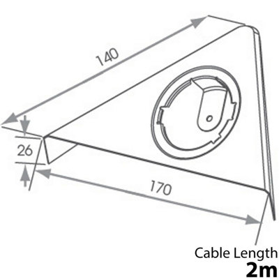 2x BRUSHED NICKEL Triangle Surface Under Cabinet Kitchen Light & Driver Kit - Warm White LED