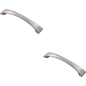 2x Chiselled Cabinet Pull Handle 128mm Fixing Centres 145 x 25mm Satin Nickel