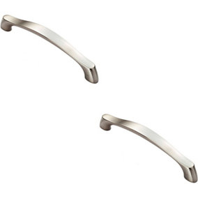 2x Chunky Arched Grip Pull Handle 194 x 17mm 160mm Fixing Centres Satin Nickel