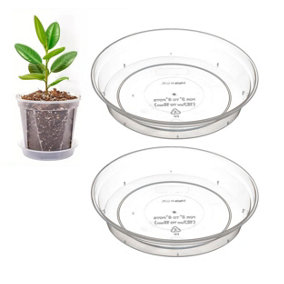 2x Clear Orchid Plant Pot Saucer Dish For 11cm-18cm Orchid Pots Water Tray 14cm