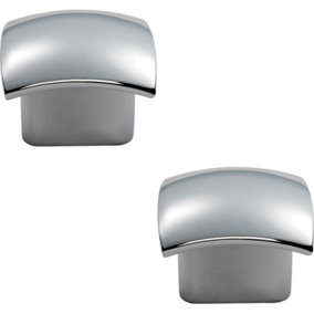 2x Convex Face Cupboard Door Knob 33 x 30.5mm Polished Chrome Cabinet Handle