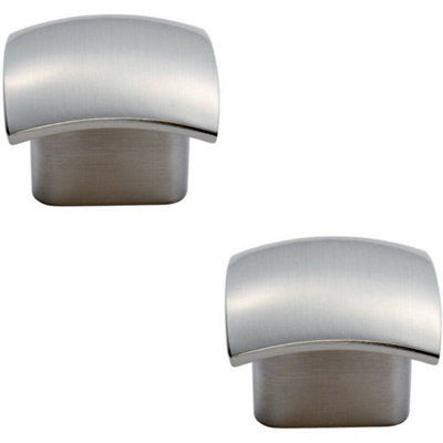 2x Convex Face Cupboard Door Knob 33 x 30.5mm Satin Nickel Cabinet Handle