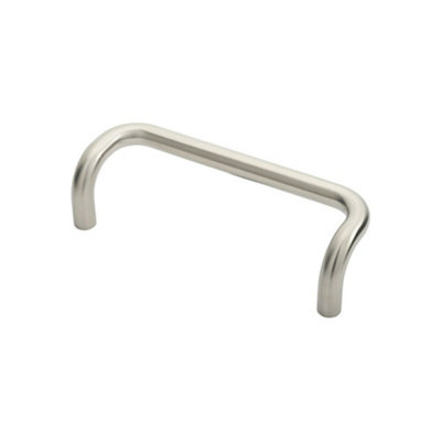 2x Cranked Door Pull Handle 19mm Dia 225mm Fixing Centres Satin Steel