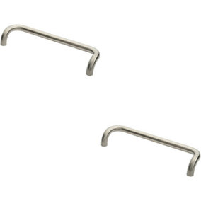 2x Cranked Pull Handle 480 x 30mm 450m Fixing Centres Satin Stainless Steel