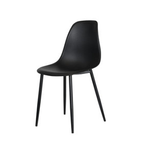 2x Curve Chair Black Plastic Seat With Black Metal Legs