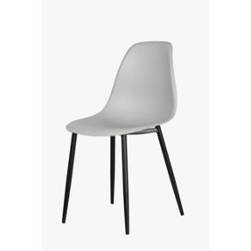 2x Curve Chair, Light Grey Plastic Seat With Black Metal Legs