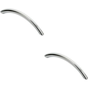 2x Curved Bow Cabinet Pull Handle 119 x 10mm 96mm Fixing Centres Chrome