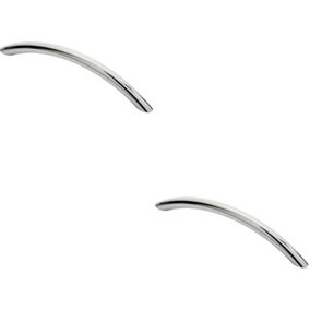 2x Curved Bow Cabinet Pull Handle 153 x 10mm 128mm Fixing Centres Chrome