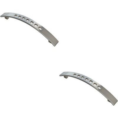 2x Curved Bow Cabinet Pull Handle 162 x 16mm 128mm Fixing Centres Satin Nickel Price Comparisons | Compare The Build