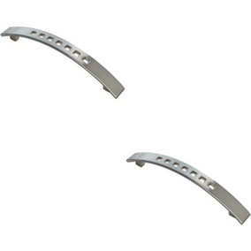 2x Curved Bow Cabinet Pull Handle 162 x 16mm 128mm Fixing Centres Satin Nickel