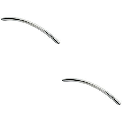 2x Curved Bow Cabinet Pull Handle 190 x 10mm 160mm Fixing Centres Chrome