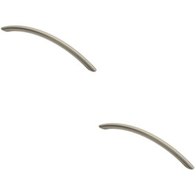 2x Curved Bow Cabinet Pull Handle 190 x 10mm 160mm Fixing Centres Satin Nickel